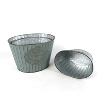Oval Vintage Penanam Logam Murah Pot Bunga Taman Logam Tiga Potong Farmhouse Bunga Ember Kontainer Kemasan/Hadiah
