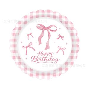 गुलाबी प्लेड बॉलिंग कार्टून पार्टी थीम डिजाइन पेपर प्लेट नैपकिन टेपकिंस की मेज के लिए डिस्पोजेबल पार्टी की आपूर्ति - Product Image 3
