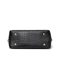 Sac fourre-tout de luxe en cuir de crocodile noir à motif autruche, résistant à l'eau, avec poignée supérieure en polyester et rabat, idéal pour les soirées