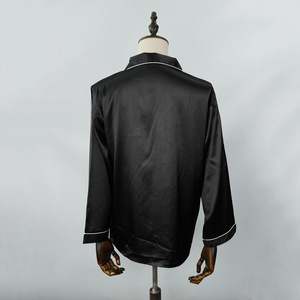 Pijama clásico elegante de poliéster mullido para hombres de la familia, ropa de dormir negra cálida de talla grande de alta calidad para hombres - Product Image 5