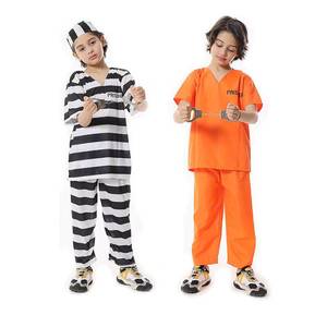 Suministro al por Mayor de Disfraces de Prisionero para Halloween, Disfraz de Prisionero a Rayas Naranja, Negro y Blanco para Adultos y Niños, Traje de Cosplay para Fiestas y Actuaciones - Product Image 6