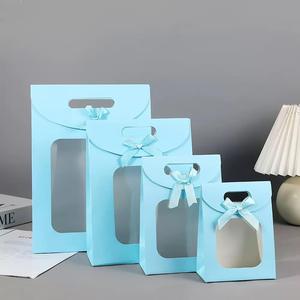 Handmade Luxury Flip Handbag with Transparent Window Art Paper Gravure Printing Customizable <b>Bow</b>-Birthday <b>Gift</b> Craft Bag - Product Image 3