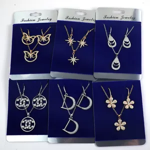 Mode Hochwertige Bling Zirkon Tarnish Free Halskette und Ohrringe Sets für Frauen Vergoldete Schmuck-Sets