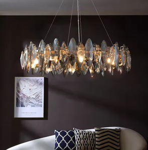 Luces colgantes creativas para comedor, candelabros Led de círculo de cristal K9 gris humo de lujo modernos - Product Image 5