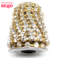 Chaîne de tasse, strass en cristal plaqué or SS38, pour couture, bricolage, décoration de vêtements, nouvelle collection, vente en gros