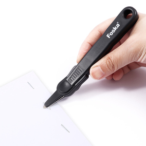 <strong>Foska</strong> Black Metal Letter Opener Curved Pen-Shaped Design No Paper Tear Handheld <strong>Staple</strong> Puller Stick for Office Home &amp; School - Product Image 1