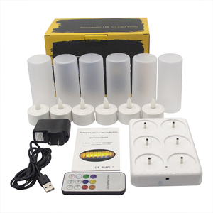 Remote Control LED <strong>Tea</strong> <strong>Lights</strong> 7 Color Changing Set of 6 Rechargeable Candles with Charging Station for Halloween <strong>Christmas</strong> - Product Image 6