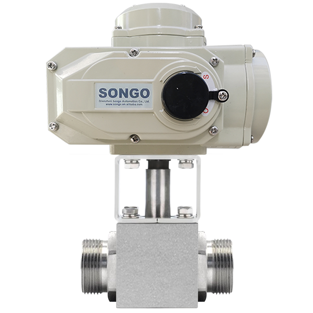 PN40 1 дюйм 24VDC кованый 304 из нержавеющей стали Электрический привод 600psi высокого давления с двухходовой внешней резьбой моторизованный шаровой клапан