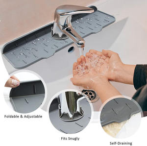 Tapis anti-éclaboussures en silicone pour <span class=keywords><strong>robinet</strong></span> de cuisine, auto-drainant, pliable et réglable, protection de comptoir d'évier, collecteur d'eau et tapis anti-goutte - Product Image 3
