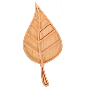 Wooden Leaf <b>Tray</b> Creative Dessert Plate For Hotel Coffee <b>Tea</b> Serving Smooth Surface Natural Wood Design - Product Image 2