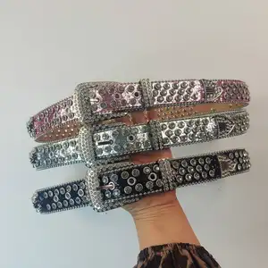 Nouveau décoratif dames ceinture strass mode Version coréenne plein diamant incrusté boucle ardillon cristal ceinture pour les femmes