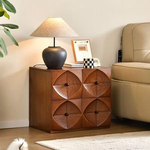 Vintage Retro Wooden <strong>Side</strong> Cabinet with Diamond - Shaped <strong>Drawers</strong> Stylish Home Storage Furniture for Living Room - Product Image 2