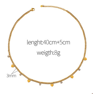 French Style Heart Zircon Titanium Steel Clavicle Chain Necklace For Women Everyday Wear Gold Color - Product Image 4