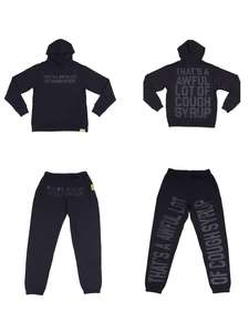 Hochwertiges 'Awful Lot of Cough Syrup' Hoodie-Hosen-Set mit Baumwolldruck, Individueller Grafik-Sweater und Hoodie für Herren - Product Image 5