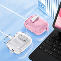 Étui transparent scintillant avec support de téléphone intégré antichoc en TPU pour Airpods Pro 5 4, compatible avec Airpods Pro 3