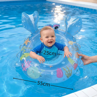 Siège de bain gonflable en forme de crabe pour enfants, en PVC et maille, flotteur de piscine pour bébés et tout-petits, jouet de bain et de plage, diamètre extérieur 55 cm