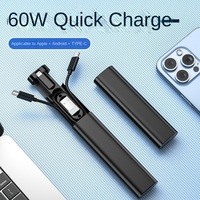Paket Hadiah Kabel Data 60W Kotak Penyimpanan Multifungsi Pengisian Cepat Braket Ponsel Portabel Produk Laris Lintas Negara Buatan China