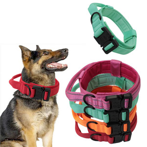 <b>Dog</b> <b>Collars</b> Nylon Adjustable Tactical Large Medium <b>Dog</b> Outdoor Use <b>Red</b> Cyan Rose <b>Red</b> Orange Monochrome Style - Product Image 1