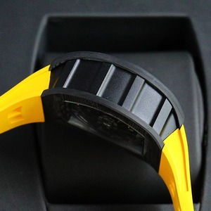 Boîtier en fibre de carbone creuse de haute qualité, montre mécanique de style sportif, couleur orange-jaune, caoutchouc tendance pour une coexistence dynamique - Product Image 2