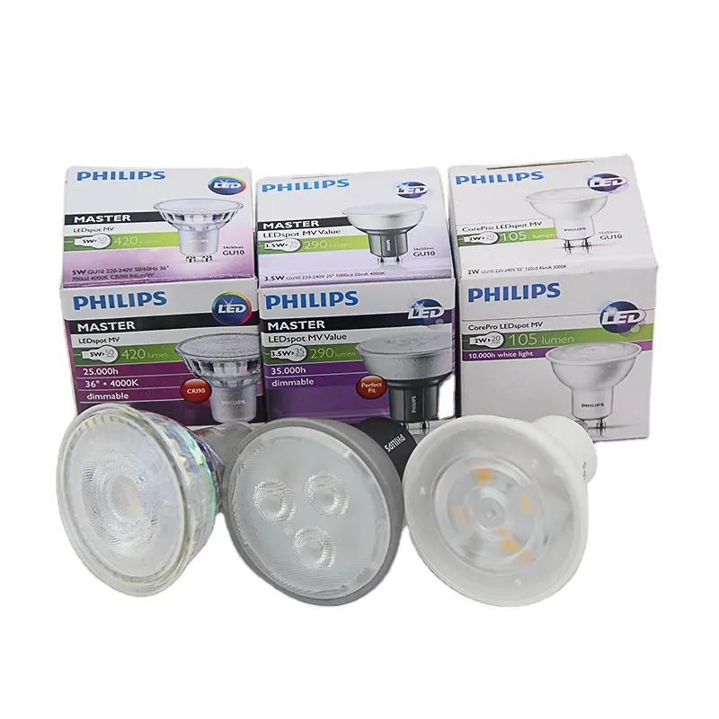 Philips-bombilla LED GU10 MR16, 2W, 3,5 W, 5W, 220V, lámpara de condensador LED, proyector de difusión, iluminación de ahorro de energía para el hogar