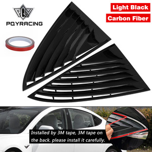 Aileron de fenêtre triangulaire arrière, texture carbone noir brillant, pour Tesla Model 3, plastique avec ruban adhésif inclus - Product Image 3