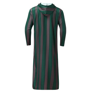 Túnica Thobe a Rayas para Hombre, Kaftan de Dubái, Djellaba Marroquí con Capucha, Vestido Musulmán de Manga Larga, Camisas, <span class=keywords><strong>Ropa</strong></span> Islámica, Túnica - Product Image 5