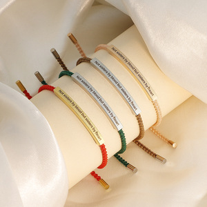 Minimalist Women's Colored <b>Braided</b> Rope Bracelet With Engraveble Charm | Available in Different Rope Colors | Custom Logo & Lase - Product Image 3