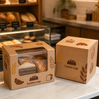Boîte à pâtisserie avec fenêtre en papier kraft pour muffins et desserts, emballage personnalisé avec logo, vente en gros pour service de desserts de café, pour approvisionnement en vrac sur mesure