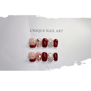 [301] Faux ongles faits main Downton Abbey, rouge bordeaux, style <span class=keywords><strong>French</strong></span> Press, <span class=keywords><strong>pour</strong></span> l'automne et l'hiver, luxe léger, parfumé, motif vague et points, <span class=keywords><strong>pour</strong></span> <span class=keywords><strong>mariage</strong></span> - Product Image 5