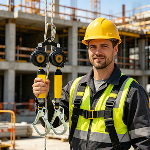 Línea de Vida Autorretráctil, Dispositivo Anticaídas de 150 kg con Doble Arnés, Arnés de Seguridad con Cuerda Retráctil para Construcción - Product Image 6