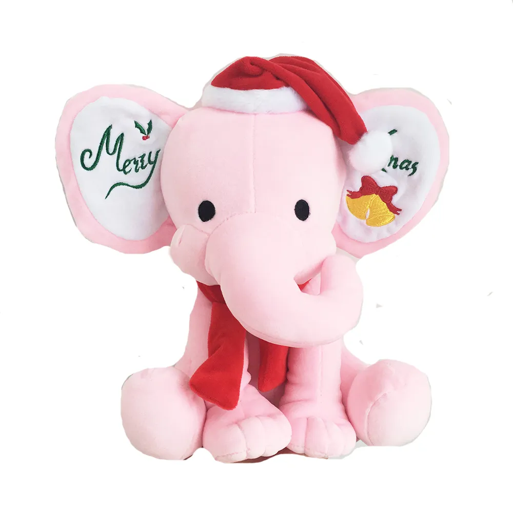 Christmas Gift Pink Grey Stuffed Elephant Plush Toy Big Ears Elephant Toy