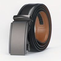 Ceinture pour homme en cuir véritable automatique, finition mate, boucle en cuivre, longueur 120 cm, largeur standard, style minimaliste polyvalent
