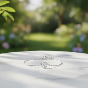 เอมี่ เอมี่รูปหัวใจ 925 เงินแท้ประดับเพชรซิคอนสร้อยข้อมือโรเดียมชุบเชนลิงค์ผู้หญิงโรแมนติกสวมใส่ได้ทุกวันเครื่องประดับชั้นดี P0096 - Product Image 2