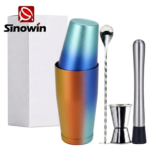 Ensemble de shaker à cocktails professionnel pour bar à domicile, entièrement en acier inoxydable, avec passoire, kit de barman argenté, accessoires de <span class=keywords><strong>mixologie</strong></span> - Product Image 1