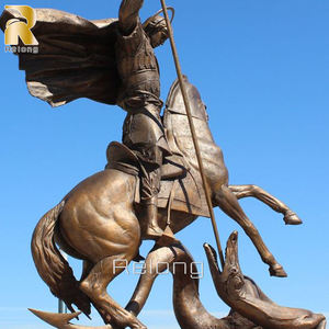 Décoration religieuse Statue de Saint George tuant le dragon Sculpture en bronze - Product Image 2