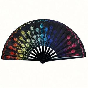 Abanico Plegable Grande de Carnaval para Hombre/Mujer con Patrón Japonés de Kung Fu Taiji, Pintura Floral Estilo Chino, Hecho a Mano, con Caja de Regalo - Product Image 2