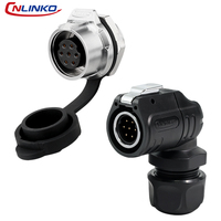 Conector de Alimentación Industrial Cnlinko IP68, Conector de Cable a Prueba de Agua LED de 7 Pines, Macho y Hembra, de Plástico y Metal LP16 de 90 Grados