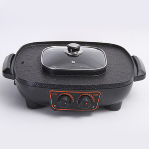 <span class=keywords><strong>Asador</strong></span> de pollos de engorde eléctrico doméstico, sartén de parrilla eléctrica con control de temperatura doble, brocheta de olla integrada, sartén de parrilla antiadherente - Product Image 1