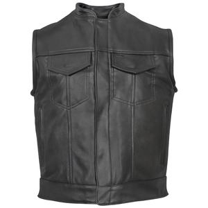 Gilet de motard pour hommes, veste en cuir véritable de haute qualité, Grain - Product Image 1