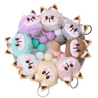 Porte-clés chaton en peluche douce et moelleuse, personnalisé, style dessin animé, pour sac, machine à griffes, cadeau de fête, vente en gros
