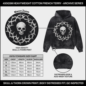 Sudadera con Capucha de Lujo de Alta Calidad, 450 Gsm, con Diseño de Calavera, Lavado Ácido, para Hombre, Moda Urbana, Sudadera Personalizada para Chico, Diseño en Blanco - Product Image 4