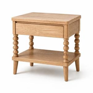 Table de chevet contemporaine en bois et rotin avec étagère de rangement, table de nuit de luxe en cannage pour hôtel, appartement, maison, décoration de chambre - Product Image 4