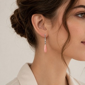 Orecchini pendenti color corallo per donna, stile bohémien vintage, accessori per l'uso quotidiano - Product Image 2