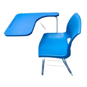 Chaise de bureau pour étudiant avec panier en filet, dessus en plastique bleu, structure métallique, mobilier scolaire durable, design moderne, 835x49x80mm - Product Image 5