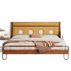 Bauhaus Series <b>Floating</b> Bed Kids' Bed Single Size Comfortable Vintage Style Polka Dot Upholstered Headboard - Product Image 5