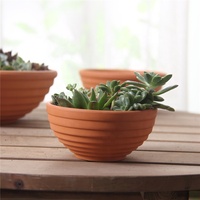 Grosir Pot bunga Mini terakota Spiral mangkuk tanah liat Pot gaya keramik taman dekorasi rumah untuk penggunaan lantai luar ruangan