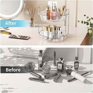 Rotating <b>Makeup</b> Organizer 360 Spinning Skincare Organizers for <b>Vanity</b> Clear Organizing Containers for Bathroom Countertop - Product Image 2