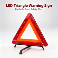 Triangle de signalisation routière à LED, structure pliable portable, base antidérapante, triangle de signalisation de sécurité en cas de panne de voiture