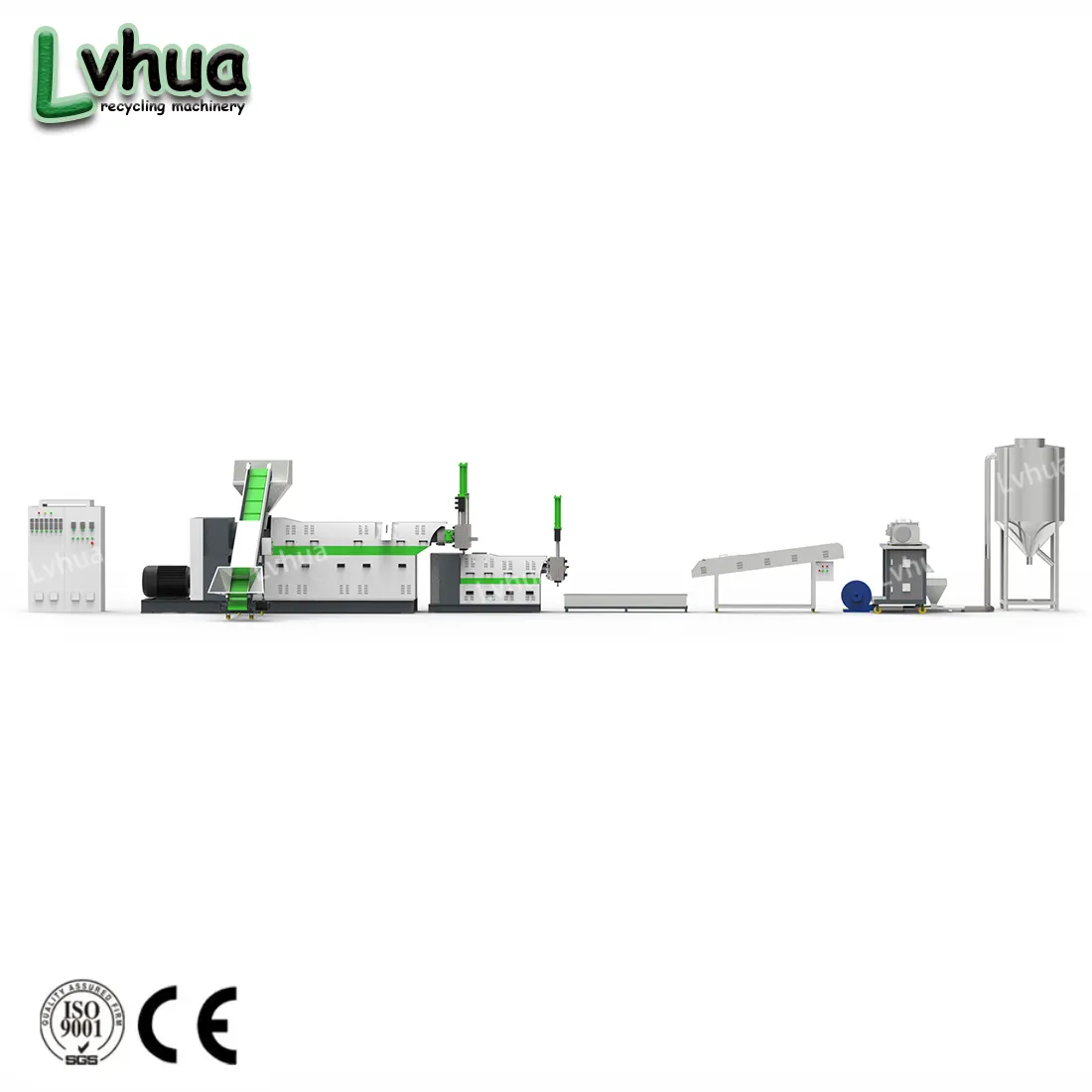 Lvhua china factory 300 kg/h estrusore a strisce trainate ad acqua rifiuti PET/PP/PE/PA/PS plastica riciclare la macchina per la produzione di pellet