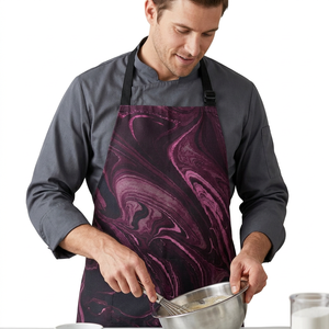 Tablier de cuisine imperméable à imprimé marbre violet avec bavette réglable - Tabliers professionnels pour chef et coiffeur à motif marbre - Product Image 4
